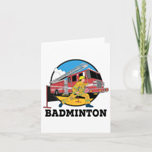 Firefighter Playing Badminton Fireman Firefight Sp Card