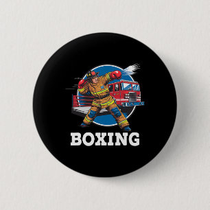 Firefighter Playing Boxing Fireman Firefight Sport 6 Cm Round Badge