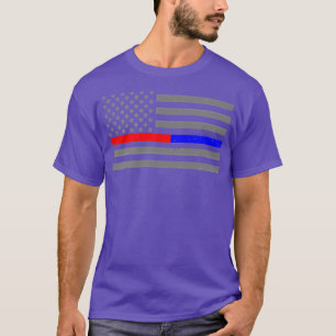 Firefighter Police Flag Thin Red Blue Line T-Shirt