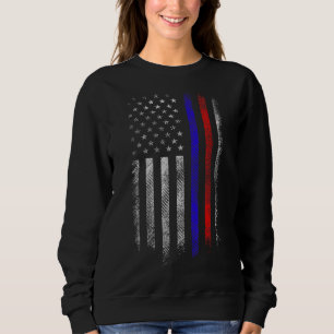 Firefighter Police Officer Red & Blue Line Flag Sweatshirt