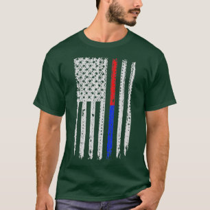 Firefighter Police Officer Red  Blue Line Flag T-Shirt