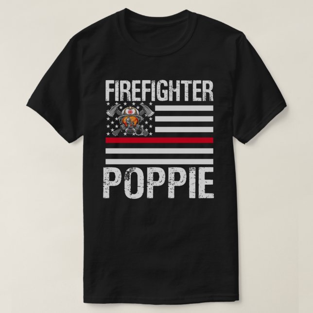 Firefighter POPPIE Support The Thin Red Line US Fl T-Shirt (Design Front)