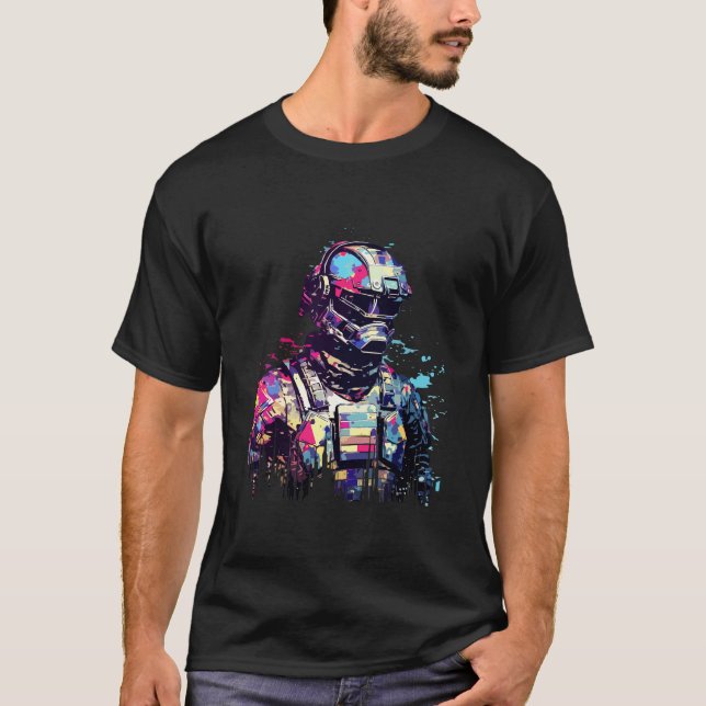 Firefighter Portrait Brave Fireman Abstract T-Shirt (Front)