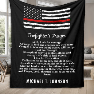 Firefighter Prayer Thin Red Line Personalised Name Fleece Blanket