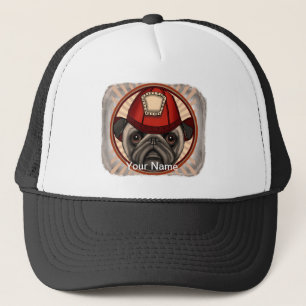 Firefighter Pug  Trucker Hat