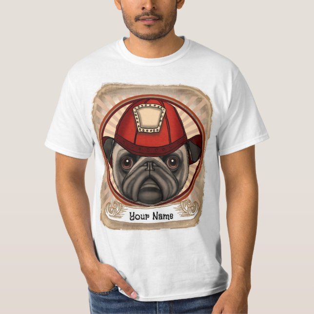 Firefighter Pug tshirt (Front)
