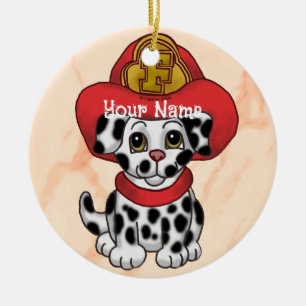 Firefighter Puppy Ceramic Tree Decoration