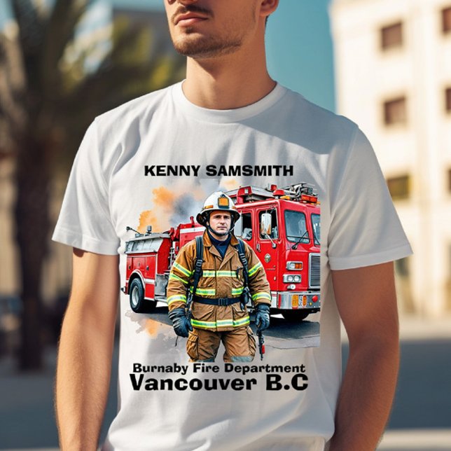 Firefighter ready by fire truck T-Shirt (Creator Uploaded)
