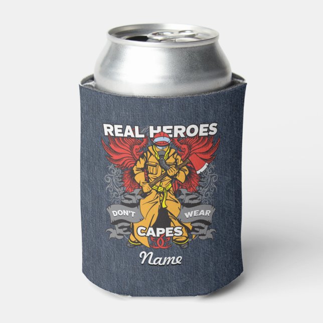 Firefighter Real Heroes Can Cooler (Can Front)