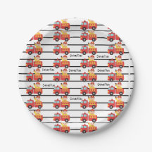 Firefighter red and fire truck pattern custom