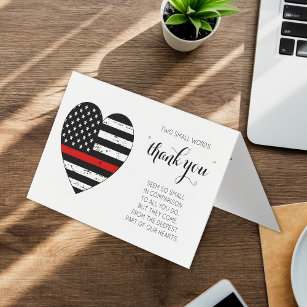 Firefighter Red Line Fire Department Thank You Business Card