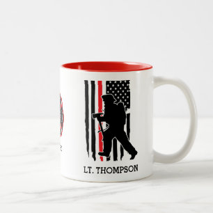 Firefighter Red Line Flag Emblem  Personalised Two-Tone Coffee Mug