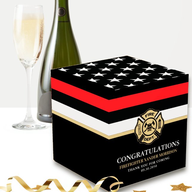 Firefighter Red Line Flag Fire Academy Graduation Favour Box (Creator Uploaded)