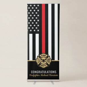 Firefighter Red Line Flag Fire Academy Graduation Retractable Banner