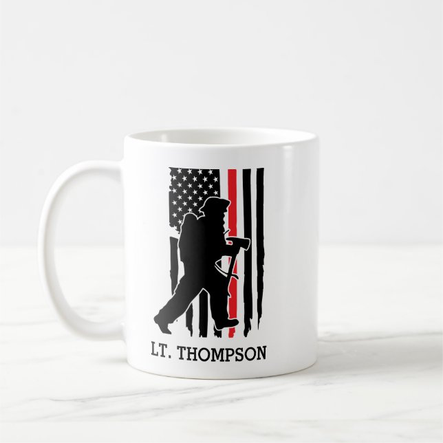 Firefighter Red Line Flag    Personalised Coffee Mug (Left)