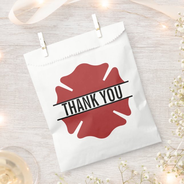 Firefighter Red Logo Symbol Thank You Favour Bags (Clipped)
