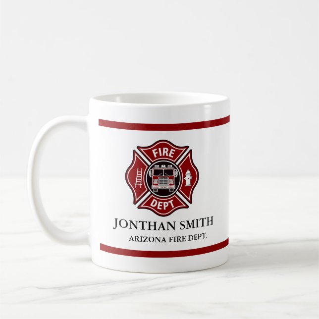 Firefighter Red Maltese Cross Fire Department Mug (Left)