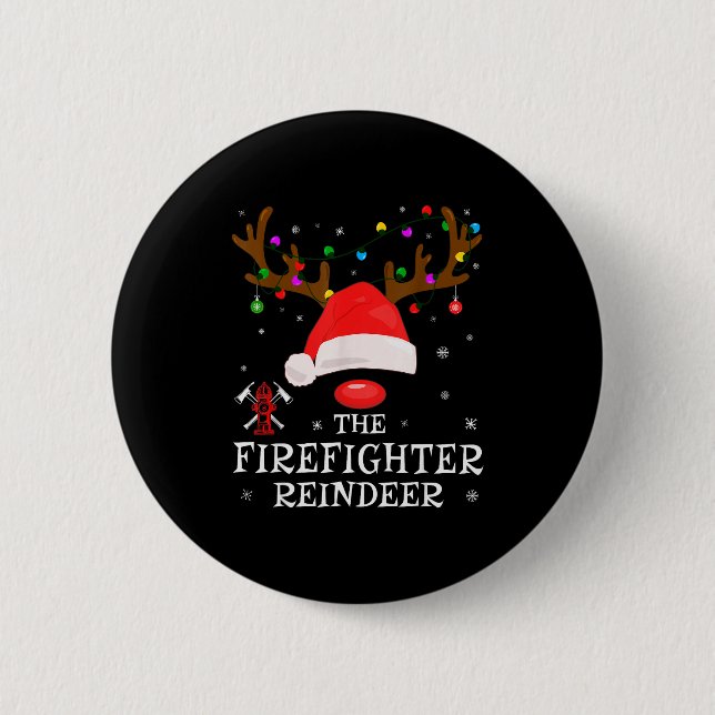 Firefighter Reindeer Family Matching Christmas Pjs 6 Cm Round Badge (Front)