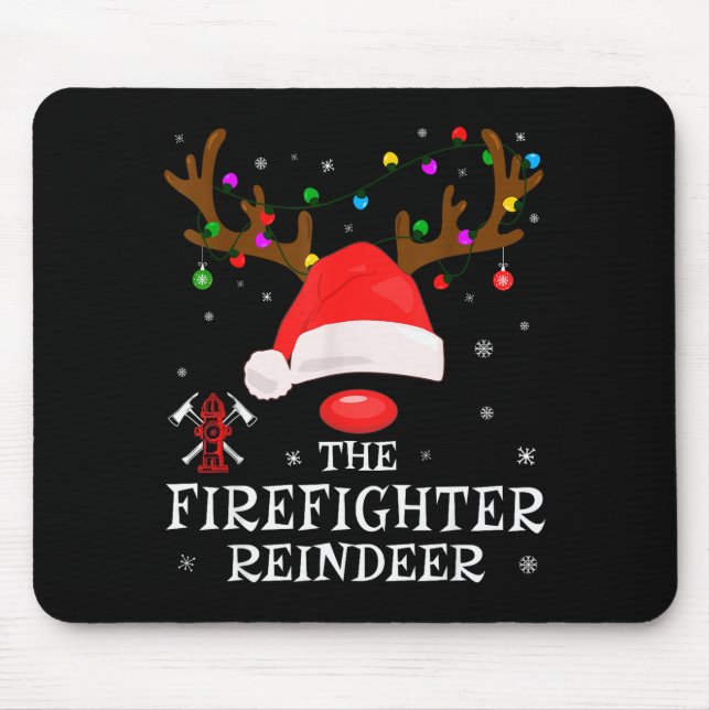 Firefighter Reindeer Family Matching Christmas Pjs Mouse Mat (Front)