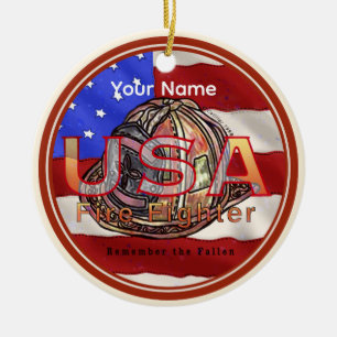 Firefighter remember the fallen ceramic tree decoration