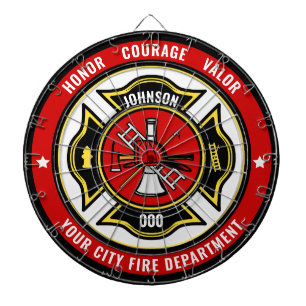 Firefighter Rescue ADD NAME Fire Department Badge Dartboard