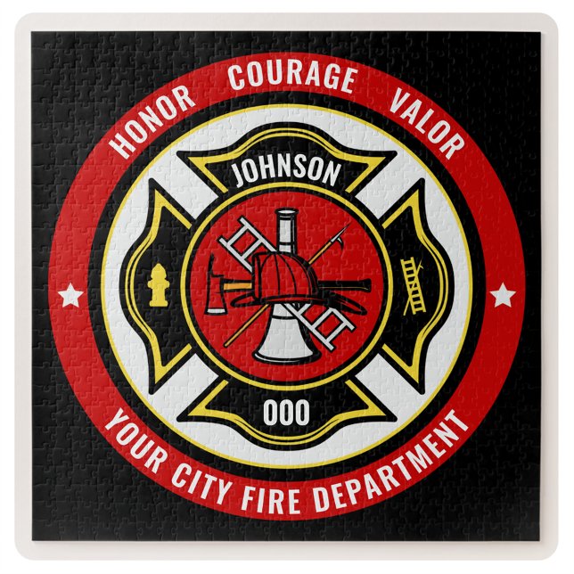 Firefighter Rescue ADD NAME Fire Department Badge Jigsaw Puzzle (Creator Uploaded)