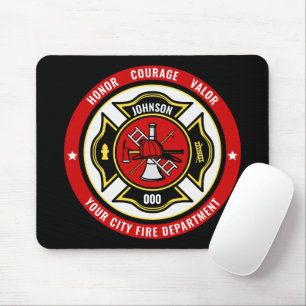 Firefighter Rescue ADD NAME Fire Department Badge Mouse Mat