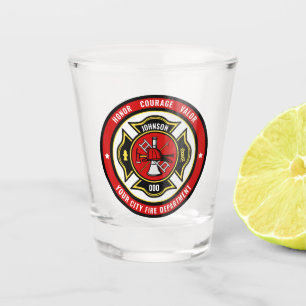 Firefighter Rescue ADD NAME Fire Department Badge Shot Glass