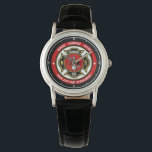 Firefighter Rescue ADD NAME Fire Department Badge Watch<br><div class="desc">Fire Department ADD NAME Fireman Firefighter Badge design - Emblem with Helmet and Axe. Customise with your Name,  Station/Dept Number and location.</div>