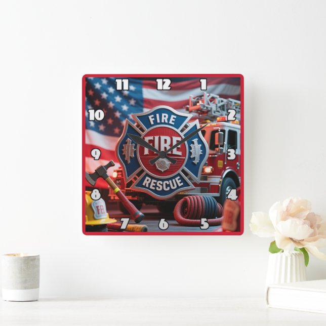 Firefighter Rescue Equipment  Square Wall Clock (Home)