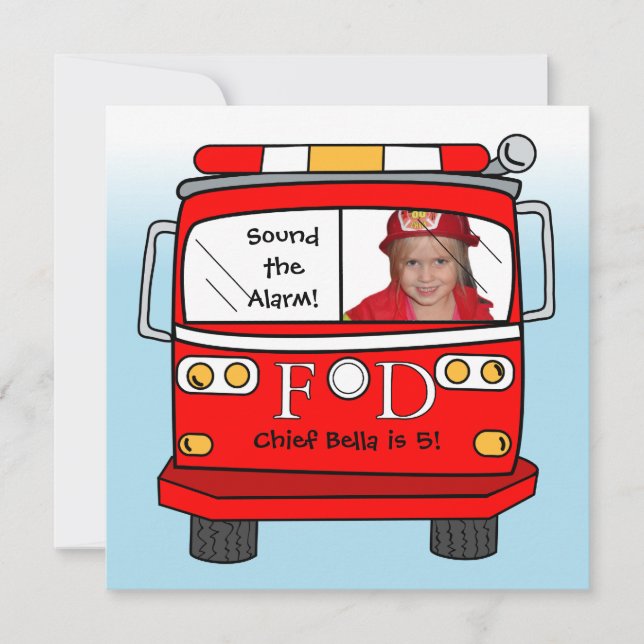 Firefighter Rescue Photo Little Fireman Birthday Invitation (Front)