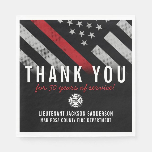 Firefighter Retirement Anniversary Fireman Flag Napkin (Front)