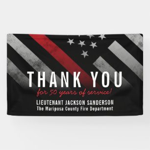 Firefighter Retirement Anniversary Red Line Flag Banner