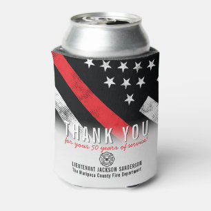Firefighter Retirement Anniversary Red Line Flag Can Cooler