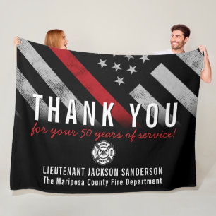 Firefighter Retirement Anniversary Red Line Flag Fleece Blanket