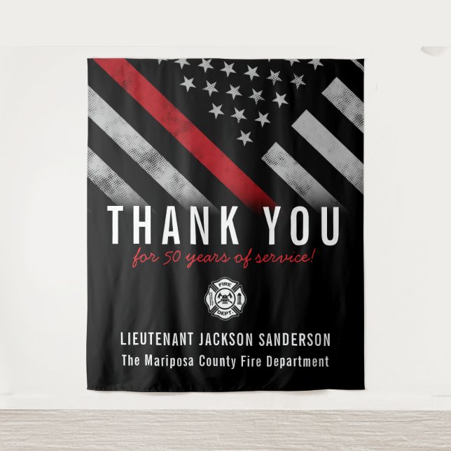 Firefighter Retirement Anniversary Red Line Flag Tapestry (Front)