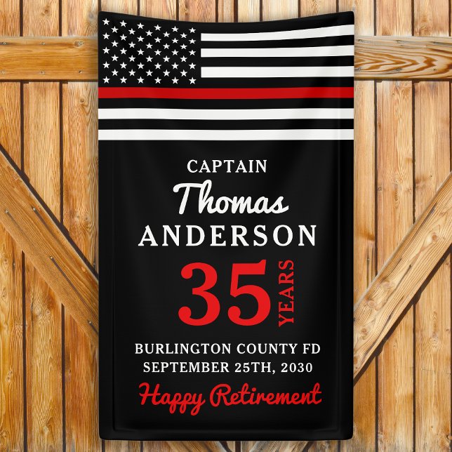 Firefighter Retirement Anniversary Thin Red Line Banner (Creator Uploaded)