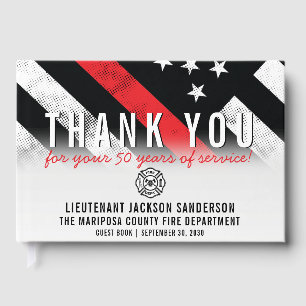 Firefighter Retirement Anniversary Thin Red Line Guest Book