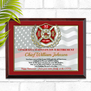 Firefighter Retirement Award Plaque