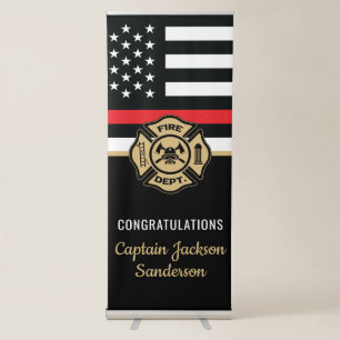 Firefighter Retirement Congrats Thin Red Line Retractable Banner