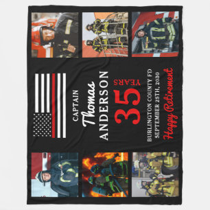 Firefighter Retirement Custom 6 Photo Fire Service Fleece Blanket