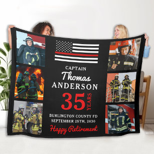 Firefighter Retirement Custom 6 Photo Fire Service Fleece Blanket