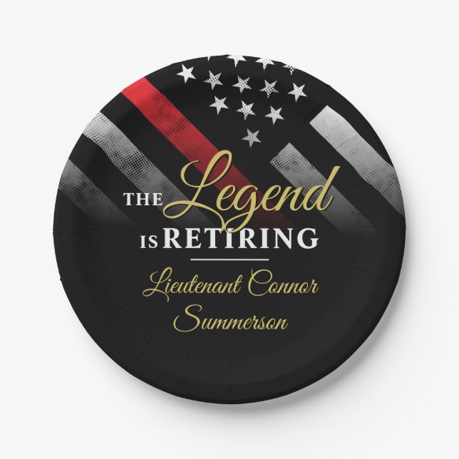 Firefighter Retirement Fire Department Fireman Paper Plate (Front)