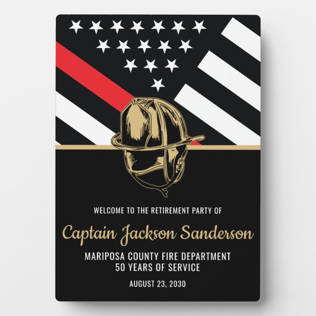 Firefighter Retirement Fire Department Fireman Plaque (Front)