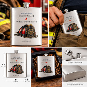 Firefighter Retirement Helmet Courage Honour Hip Flask