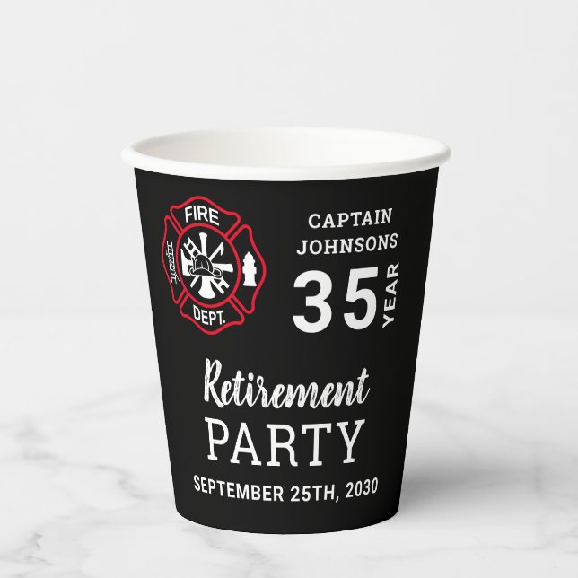 Firefighter Retirement Maltese Cross Personalised Paper Cups (Front)