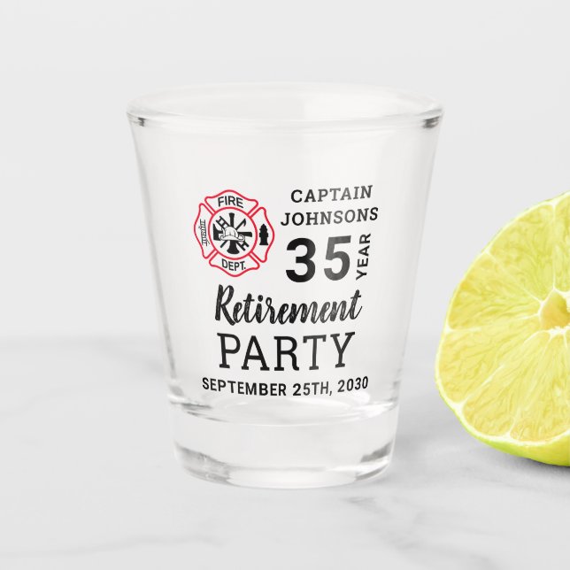 Firefighter Retirement Maltese Cross Personalised Shot Glass (Front)