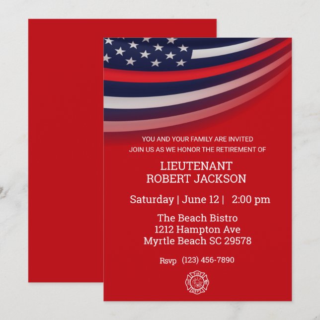 Firefighter Retirement Party Celebration Invitation (Front/Back)