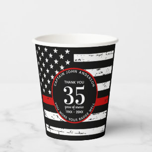 Firefighter Retirement Party Custom Thin Red Line Paper Cups