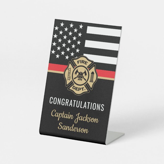 Firefighter Retirement Party Fire Department Pedestal Sign (Front)